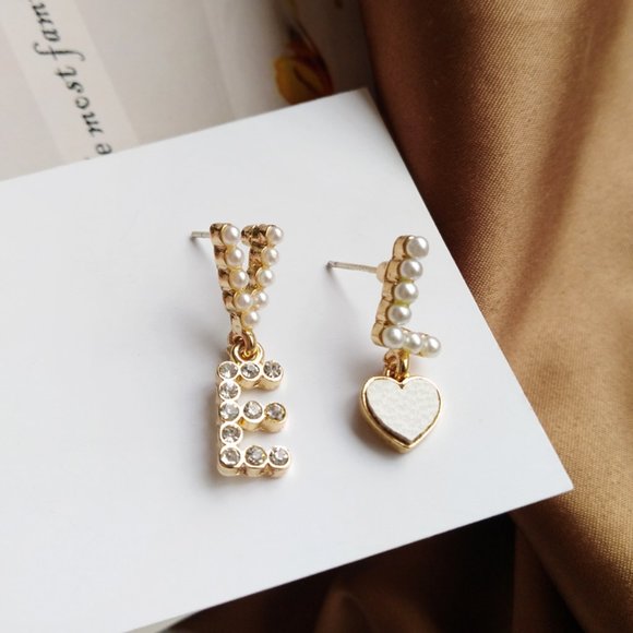 LOVE mini pearls rhinestone Drop Earrings - Picture 2 of 14